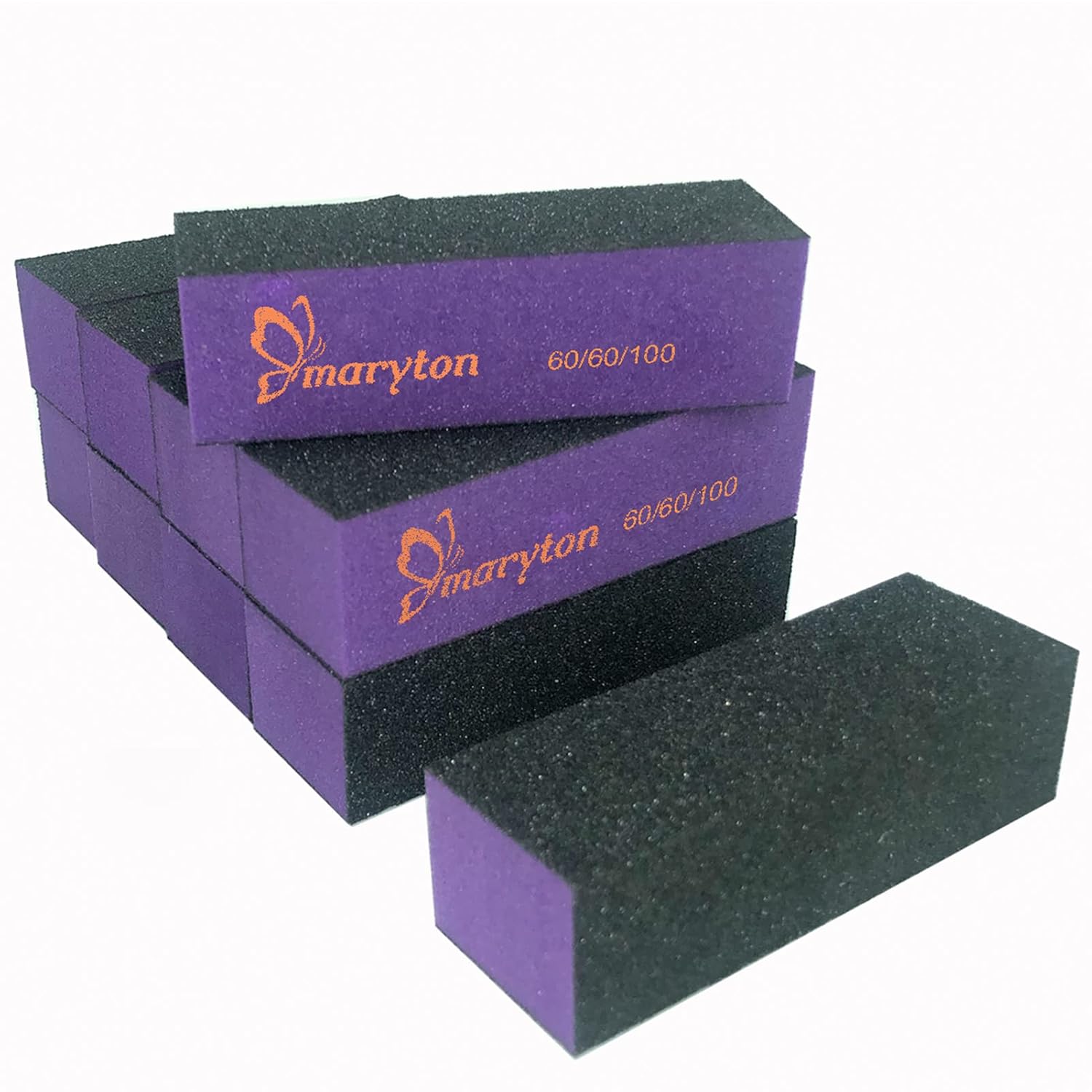 60/100 Grit Nail Buffer Block — Compact 10-Pack for Acrylic