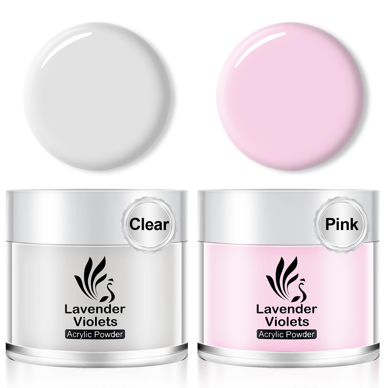 Clear and Pink Acrylic Powder Set: 2-Pack for Nail Art