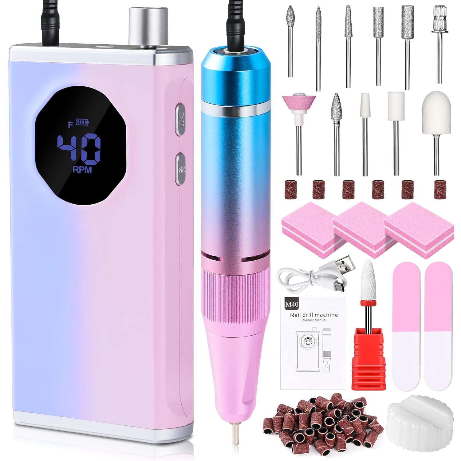 Cordless Electric Nail Drill — Portable 40,000 RPM Kit