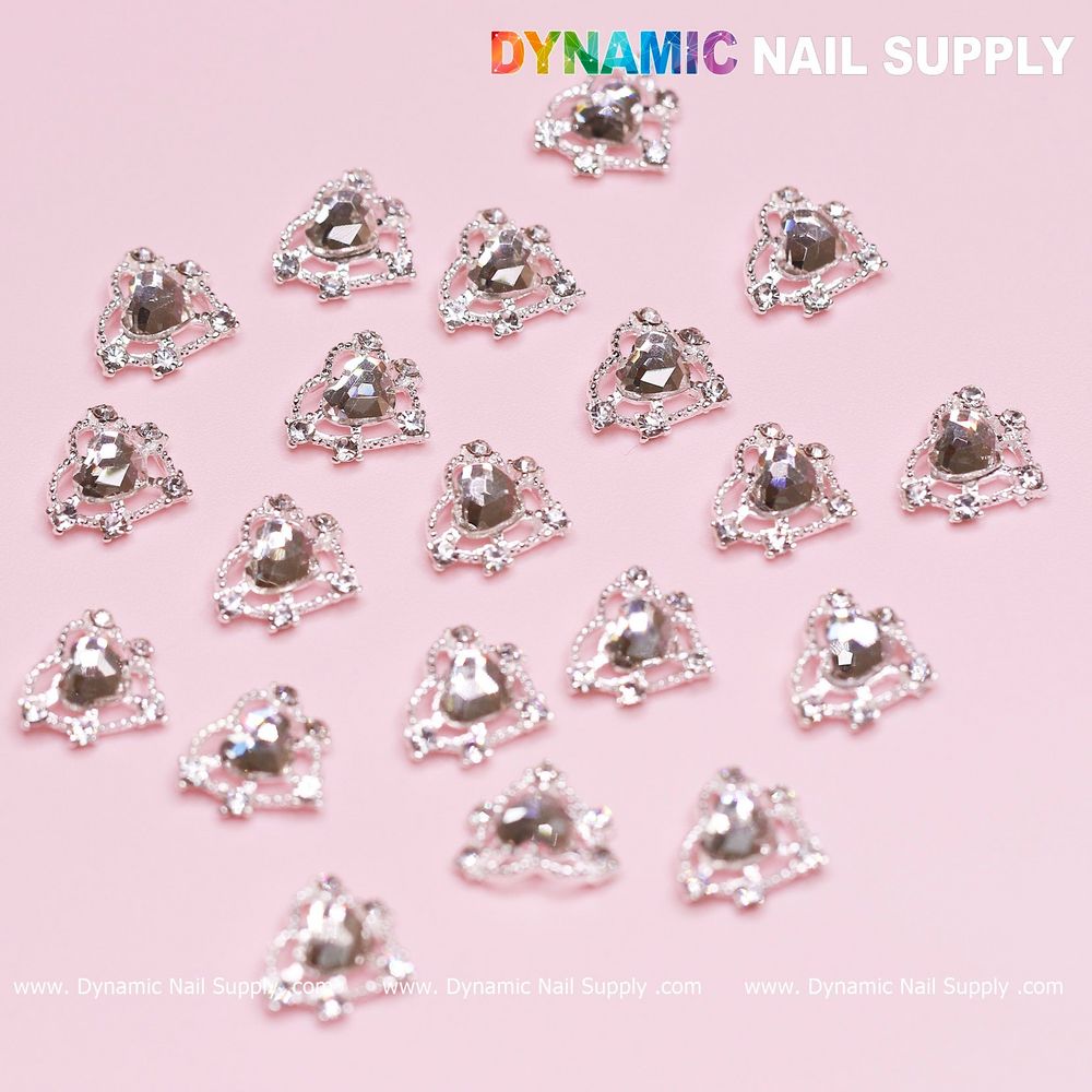Silver Heart Nail Charms for Valentine’s Trend Looks
